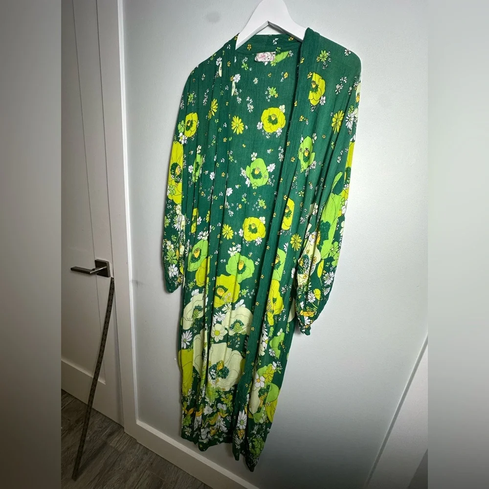 Free People Hidden Hills Floral Boho  Maxi Kimono Duster - Picture 14 of 15